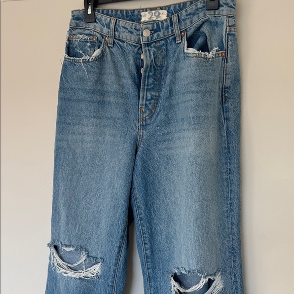We The Free Blue Distressed Flare Jeans - Picture 3 of 9